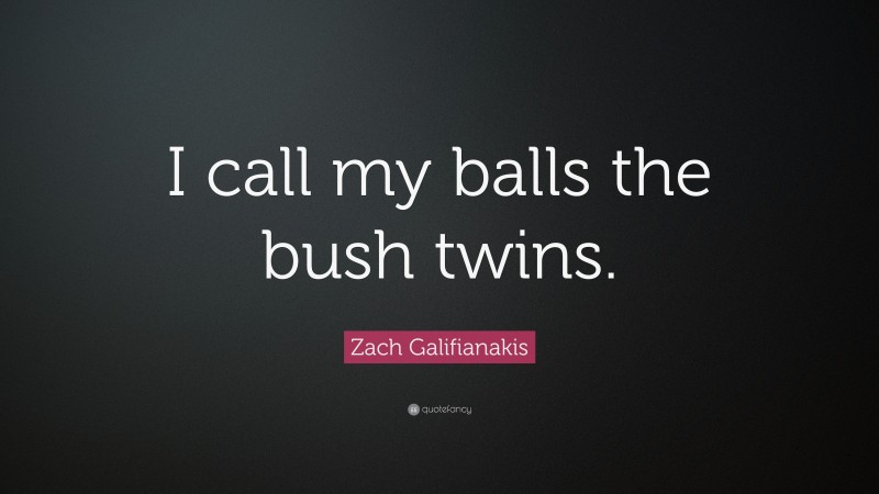 Zach Galifianakis Quote: “I call my balls the bush twins.”