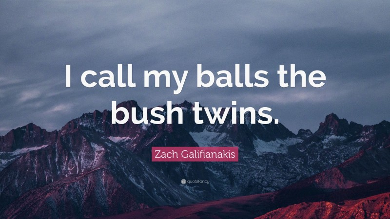Zach Galifianakis Quote: “I call my balls the bush twins.”