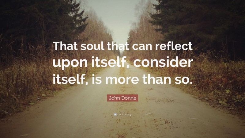 John Donne Quote: “That soul that can reflect upon itself, consider itself, is more than so.”