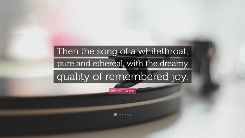 Rachel Carson Quote: “Then the song of a whitethroat, pure and ethereal, with the dreamy quality of remembered joy.”