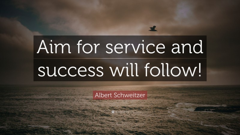Albert Schweitzer Quote: “Aim for service and success will follow!”