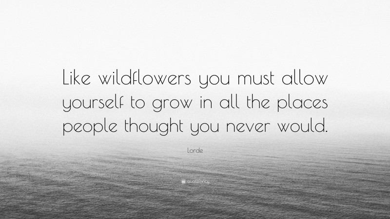 Lorde Quote: “Like wildflowers you must allow yourself to grow in all the places people thought you never would.”