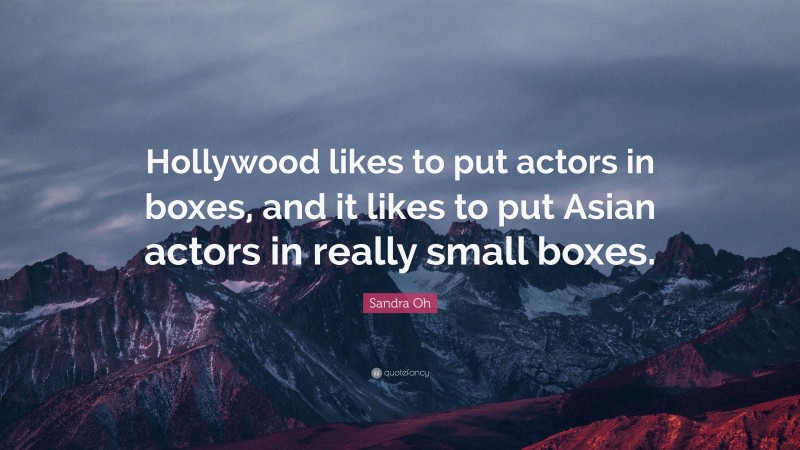 Sandra Oh Quote: “Hollywood likes to put actors in boxes, and it likes to put Asian actors in really small boxes.”