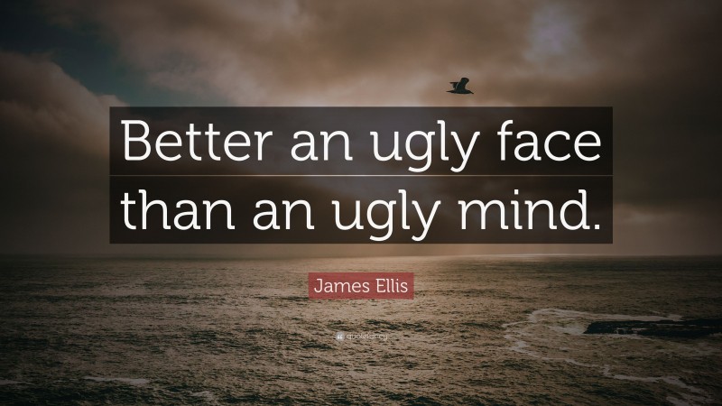 James Ellis Quote: “Better an ugly face than an ugly mind.”