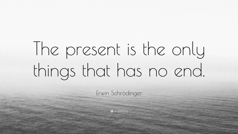 Erwin Schrödinger Quote: “The present is the only things that has no end.”