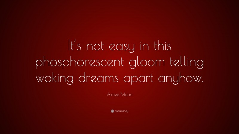 Aimee Mann Quote: “It’s not easy in this phosphorescent gloom telling waking dreams apart anyhow.”