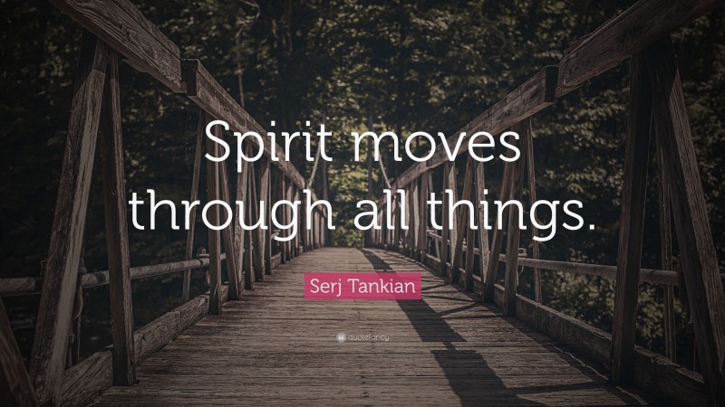 Serj Tankian Quote: “Spirit moves through all things.”
