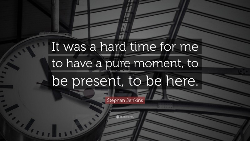 Stephan Jenkins Quote: “It was a hard time for me to have a pure moment, to be present, to be here.”