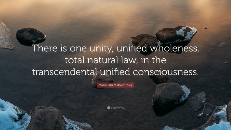 Maharishi Mahesh Yogi Quote: “There is one unity, unified wholeness, total natural law, in the transcendental unified consciousness.”