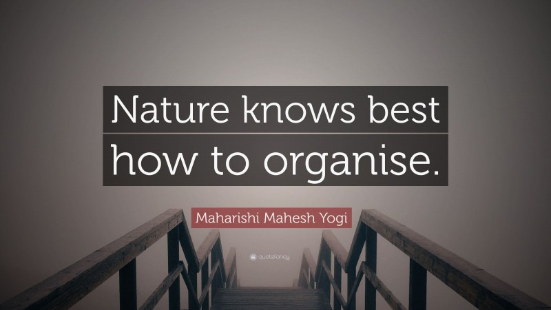 Maharishi Mahesh Yogi Quote: “Nature knows best how to organise.”