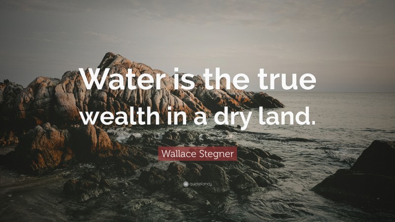 Wallace Stegner Quote: “Water is the true wealth in a dry land.”