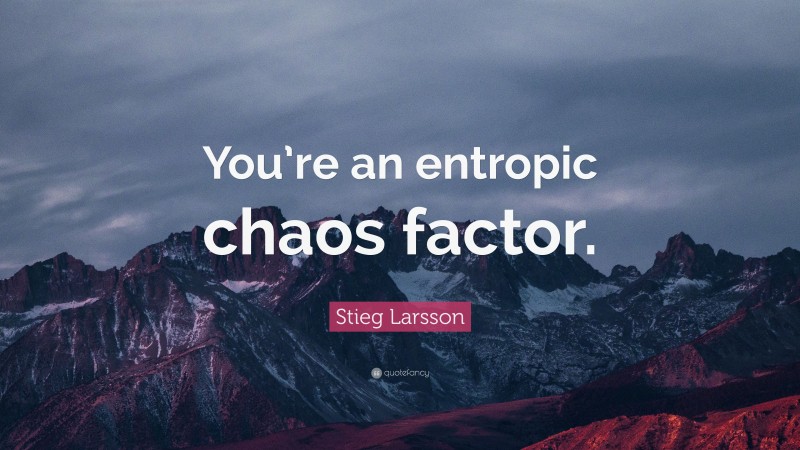 Stieg Larsson Quote: “You’re an entropic chaos factor.”