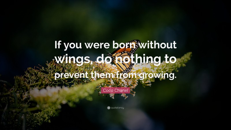 Coco Chanel Quote: “If you were born without wings, do nothing to prevent them from growing.”