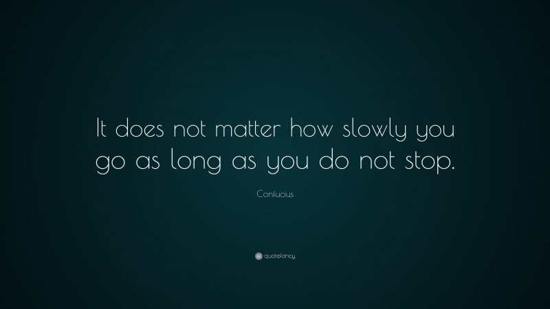 Confucius Quote: “it Does Not Matter How Slowly You Go As Long As You 