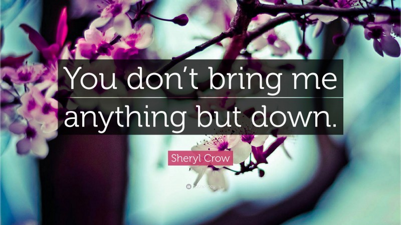 Sheryl Crow Quote: “You don’t bring me anything but down.”