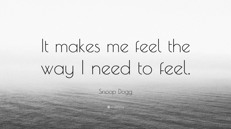 Snoop Dogg Quote: “It makes me feel the way I need to feel.”