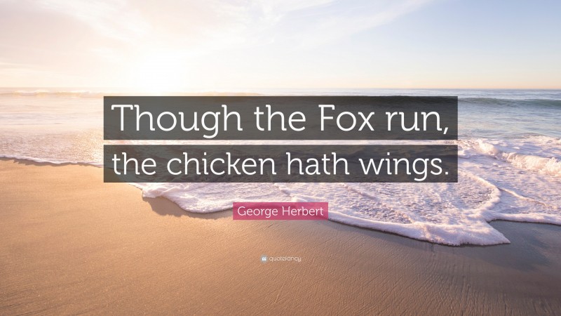 George Herbert Quote: “Though the Fox run, the chicken hath wings.”