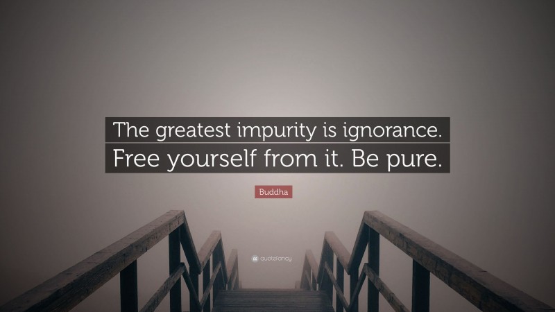 Buddha Quote: “The greatest impurity is ignorance. Free yourself from it. Be pure.”