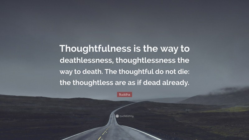 Buddha Quote: “Thoughtfulness is the way to deathlessness, thoughtlessness the way to death. The thoughtful do not die: the thoughtless are as if dead already.”