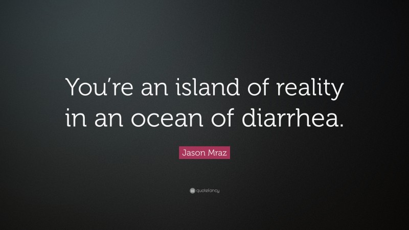 Jason Mraz Quote: “You’re an island of reality in an ocean of diarrhea.”