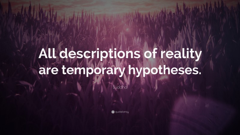 Buddha Quote: “All descriptions of reality are temporary hypotheses.”