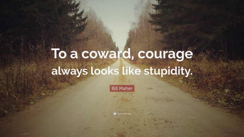Bill Maher Quote: “To a coward, courage always looks like stupidity.”