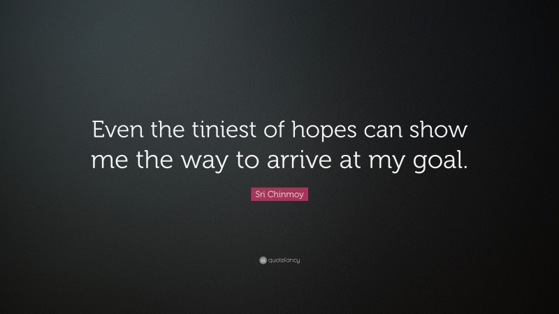 Sri Chinmoy Quote: “Even the tiniest of hopes can show me the way to arrive at my goal.”