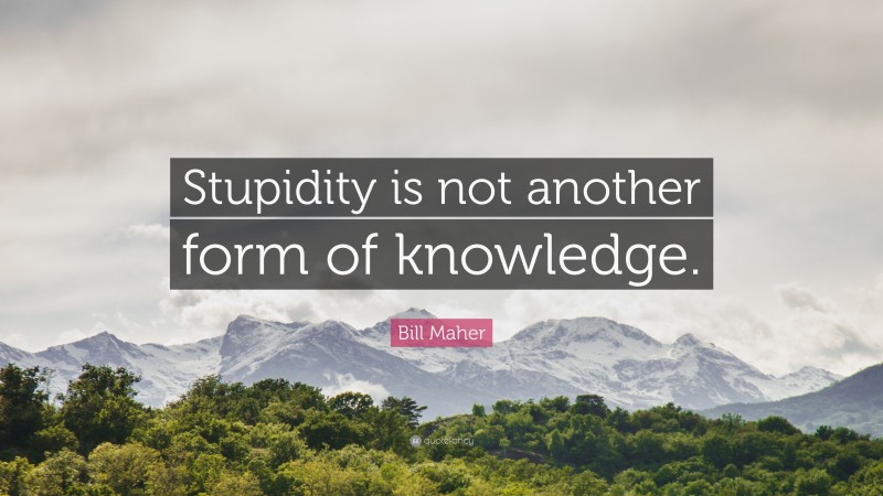 Bill Maher Quote: “Stupidity is not another form of knowledge.”