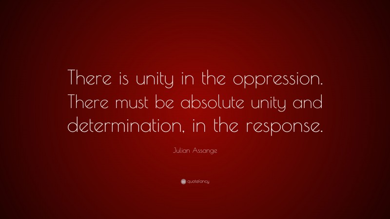 Julian Assange Quote: “There is unity in the oppression. There must be absolute unity and determination, in the response.”