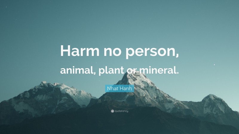 Nhat Hanh Quote: “Harm no person, animal, plant or mineral.”