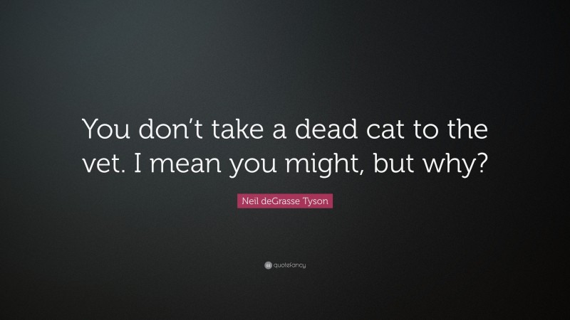 Neil deGrasse Tyson Quote: “You don’t take a dead cat to the vet. I mean you might, but why?”