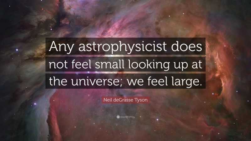 Neil deGrasse Tyson Quote: “Any astrophysicist does not feel small looking up at the universe; we feel large.”