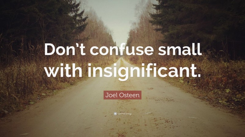 Joel Osteen Quote: “Don’t confuse small with insignificant.”
