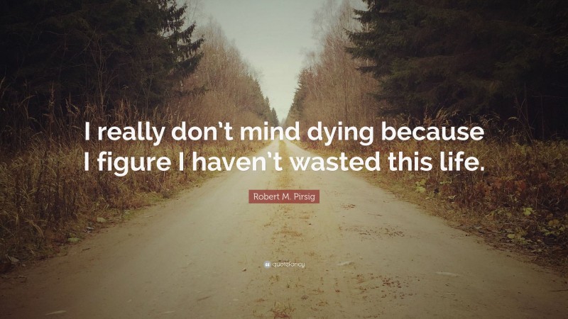Robert M. Pirsig Quote: “I really don’t mind dying because I figure I haven’t wasted this life.”