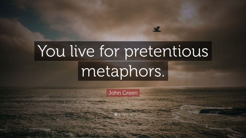 John Green Quote: “You live for pretentious metaphors.”