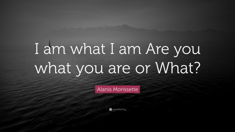 Alanis Morissette Quote: “I am what I am Are you what you are or What?”