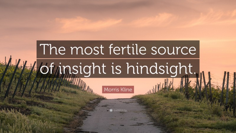 Morris Kline Quote: “The most fertile source of insight is hindsight.”