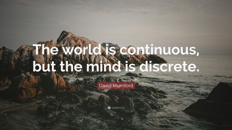 David Mumford Quote: “The world is continuous, but the mind is discrete.”