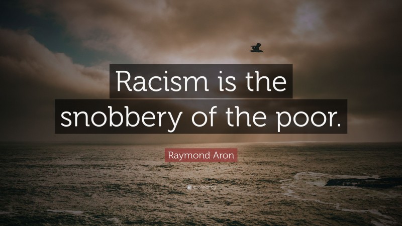 Raymond Aron Quote: “Racism is the snobbery of the poor.”