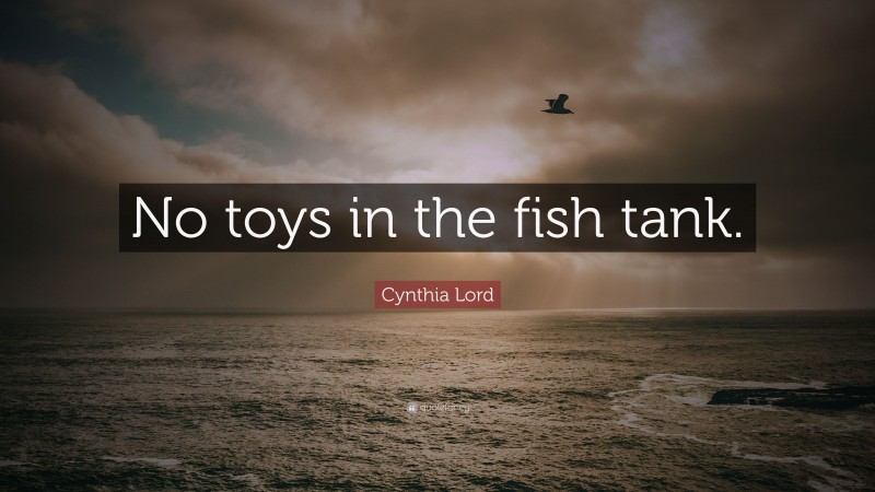 Cynthia Lord Quote: “No toys in the fish tank.”