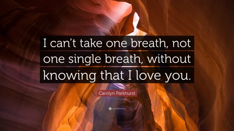 Carolyn Parkhurst Quote: “I can’t take one breath, not one single breath, without knowing that I love you.”