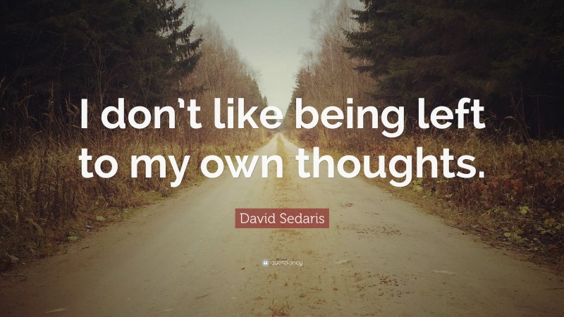 David Sedaris Quote: “I don’t like being left to my own thoughts.”