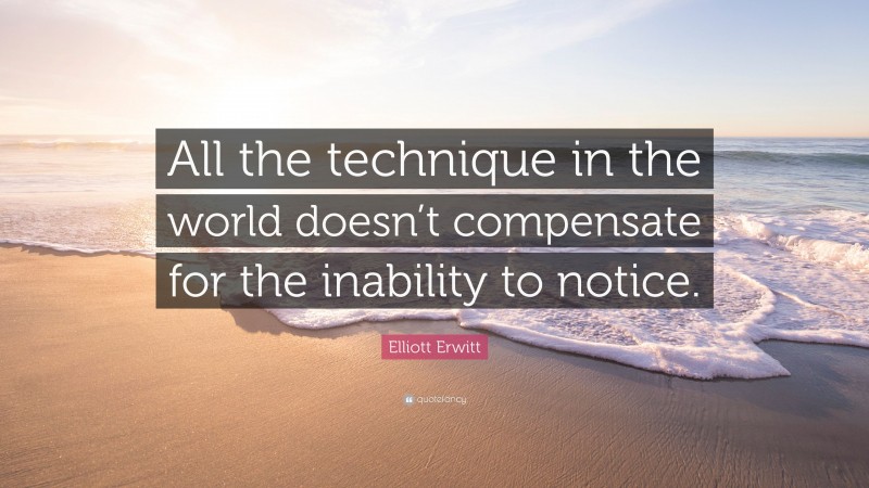 Elliott Erwitt Quote: “All the technique in the world doesn’t compensate for the inability to notice.”
