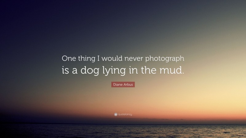 Diane Arbus Quote: “One thing I would never photograph is a dog lying in the mud.”