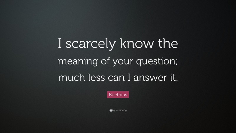 Boethius Quote: “I scarcely know the meaning of your question; much less can I answer it.”