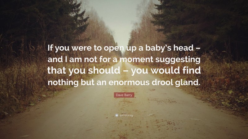 Dave Barry Quote: “If you were to open up a baby’s head – and I am not for a moment suggesting that you should – you would find nothing but an enormous drool gland.”