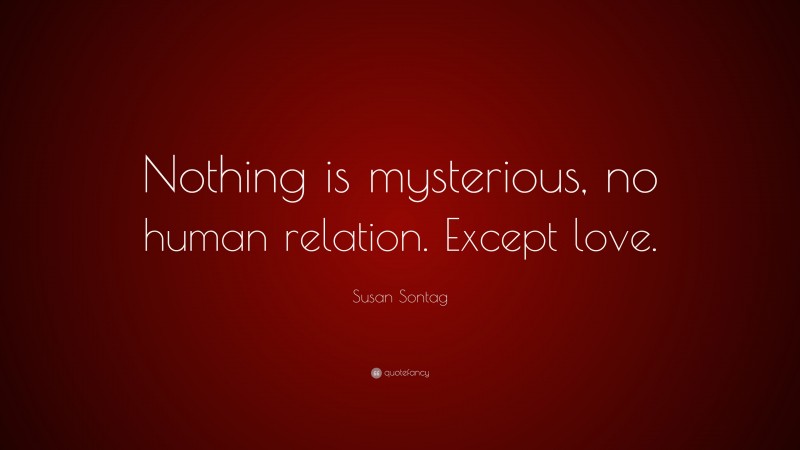 Susan Sontag Quote: “Nothing is mysterious, no human relation. Except love.”