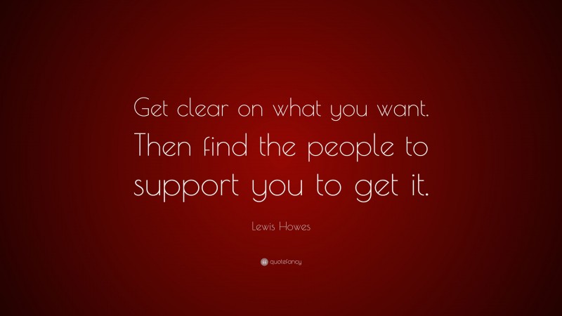 Lewis Howes Quote: “Get clear on what you want. Then find the people to support you to get it.”