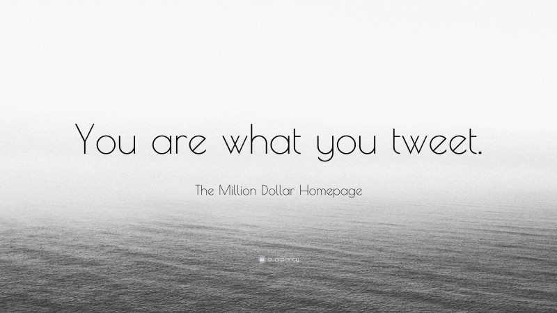 The Million Dollar Homepage Quote: “You are what you tweet.”