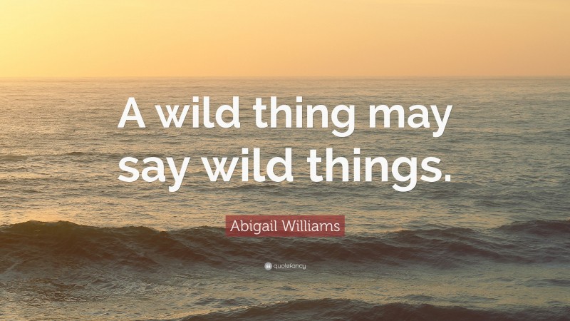 Abigail Williams Quote: “A wild thing may say wild things.”